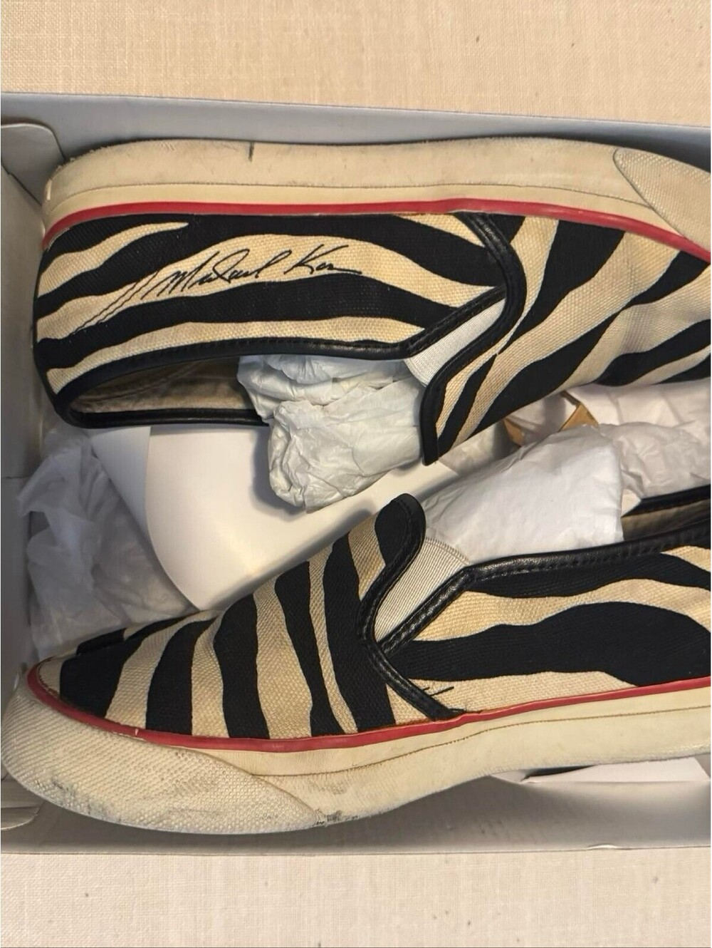 Michael Kors Sidney Mid Wedge Slip On Sneakers Women's 7.5 Zebra Acorn Black